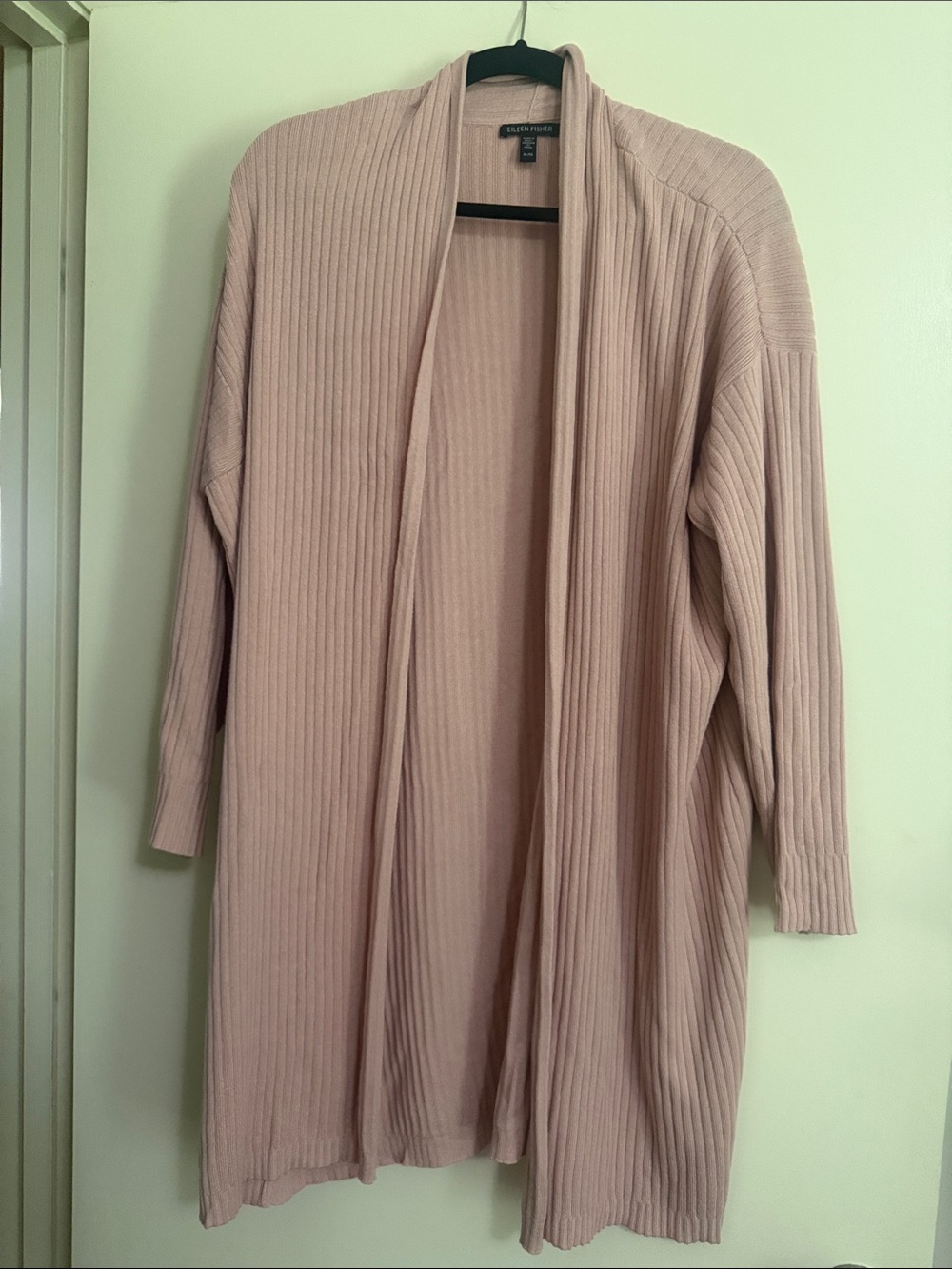 Eileen Fisher Blush Ribbed Open-Front Cardigan